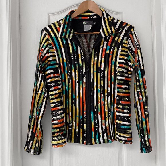 Damee Inc - Vintage Multi colour Mesh Zip Front Jacket - Picture 3 of 10